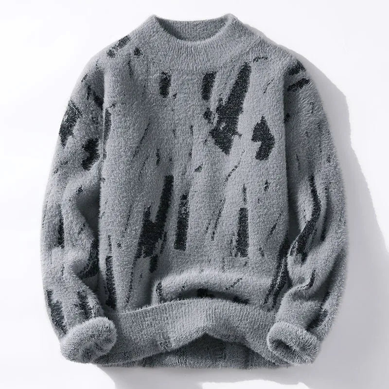 Abstract Pattern – Soft, casual round neck sweater 0