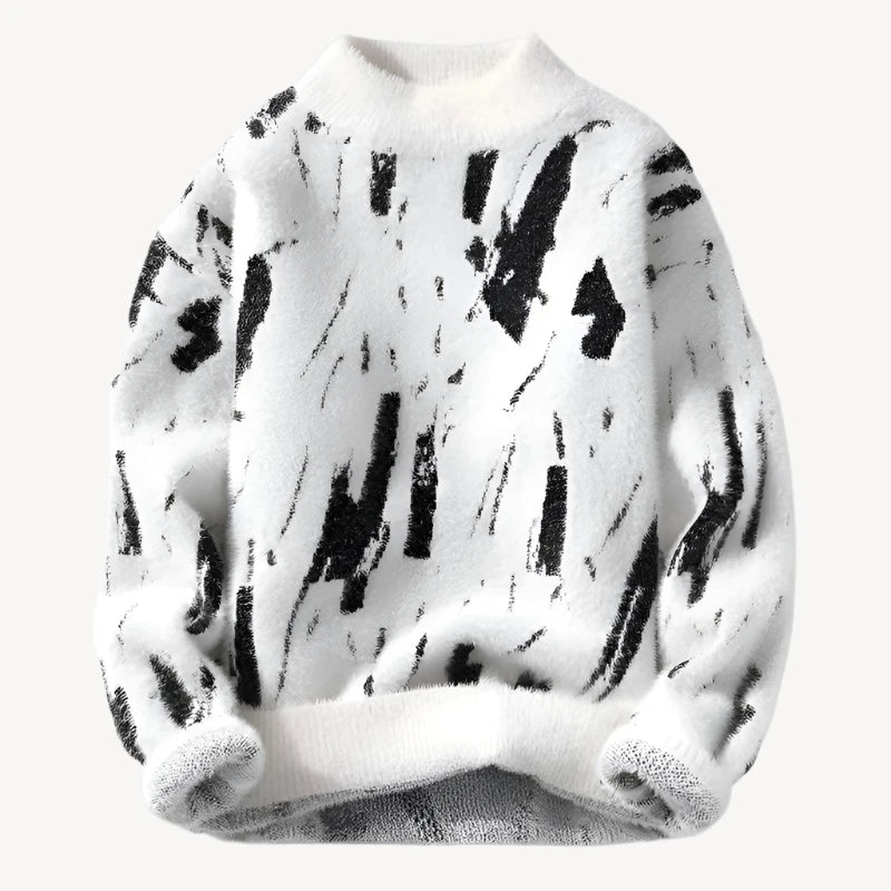 Abstract Pattern – Soft, casual round neck sweater 1