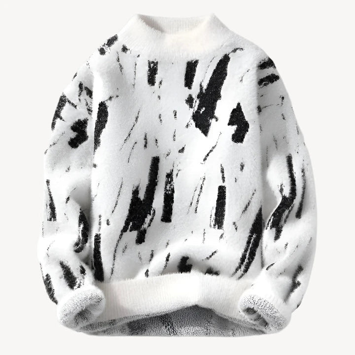 Abstract Pattern – Soft, casual round neck sweater 1