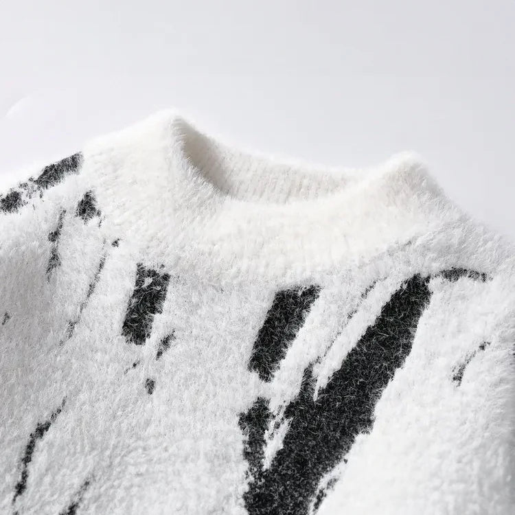 Abstract Pattern – Soft, casual round neck sweater 2