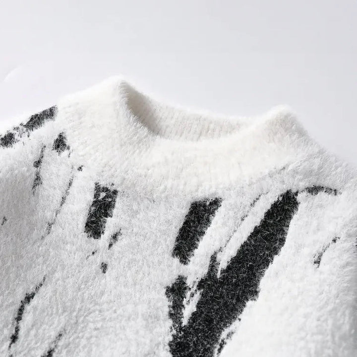Abstract Pattern – Soft, casual round neck sweater 2