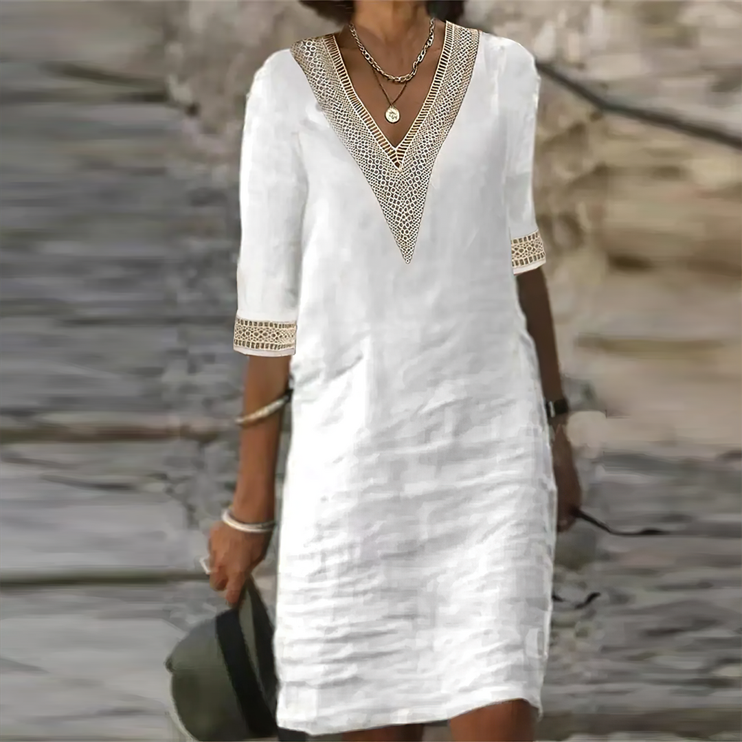 Celine | Summer dress cotton, airy elegant midi dress 0