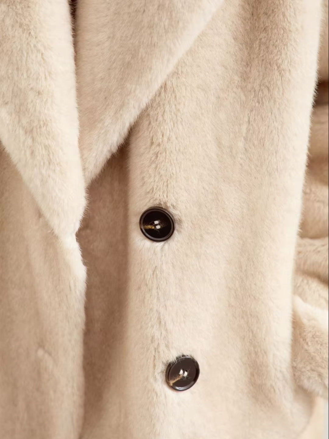 Faux fur double-breasted winter jacket with turn-down collar 6