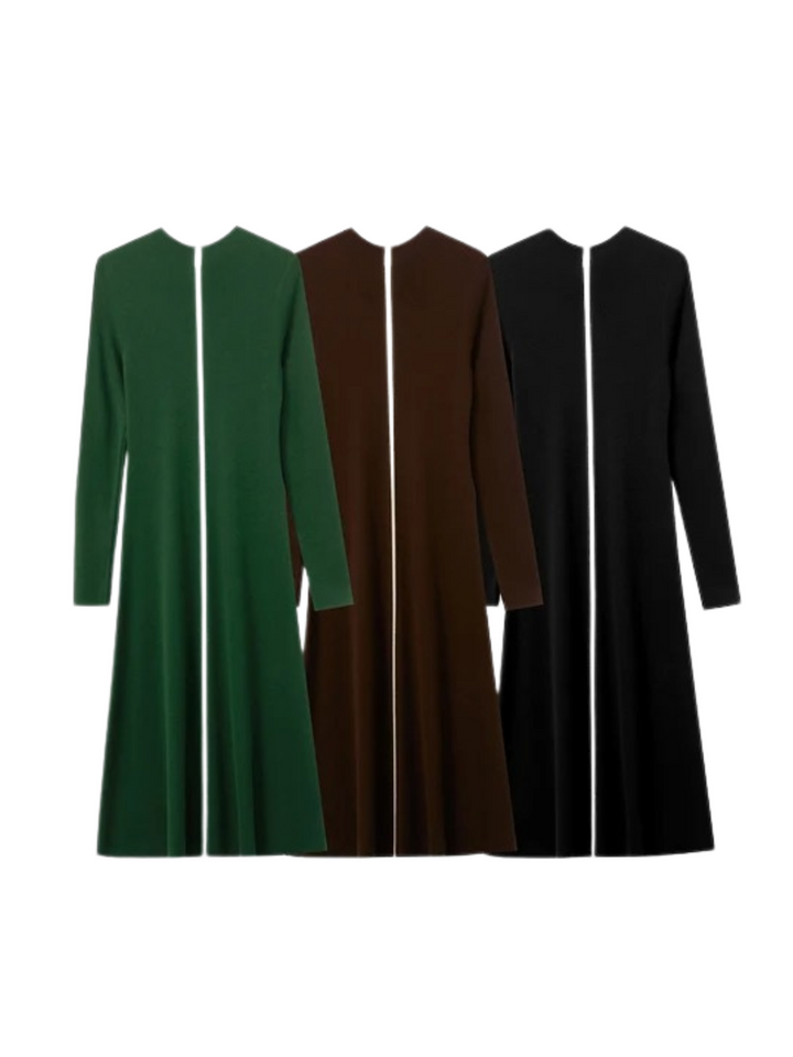 French tight-fitting knitted dress with half-high collar 7