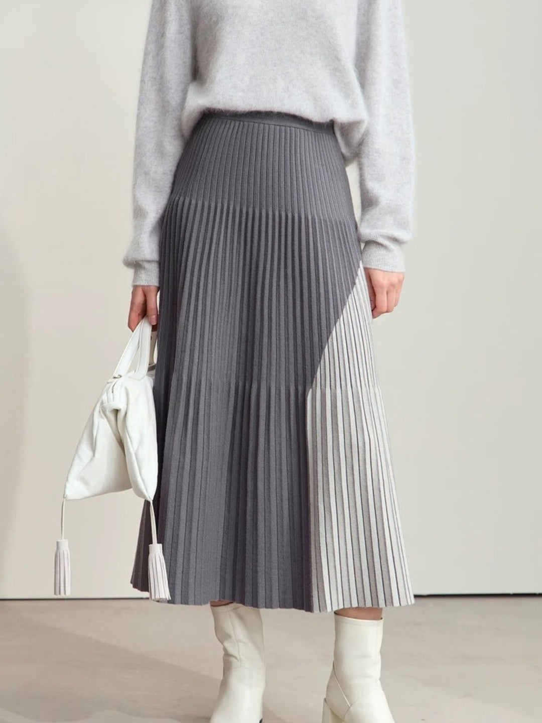 Knitted patchwork A-line skirt 0
