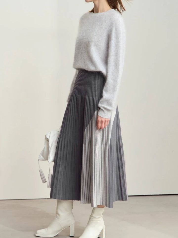 Knitted patchwork A-line skirt 1