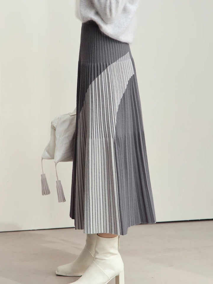 Knitted patchwork A-line skirt 2
