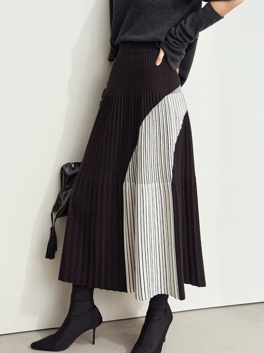 Knitted patchwork A-line skirt 5