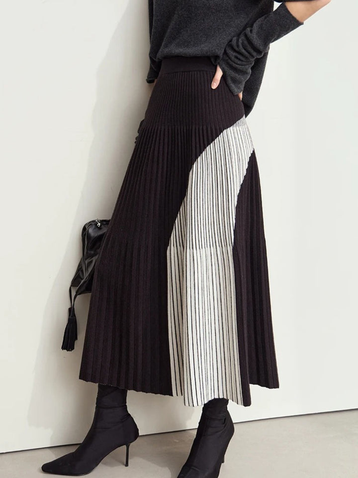 Knitted patchwork A-line skirt 5