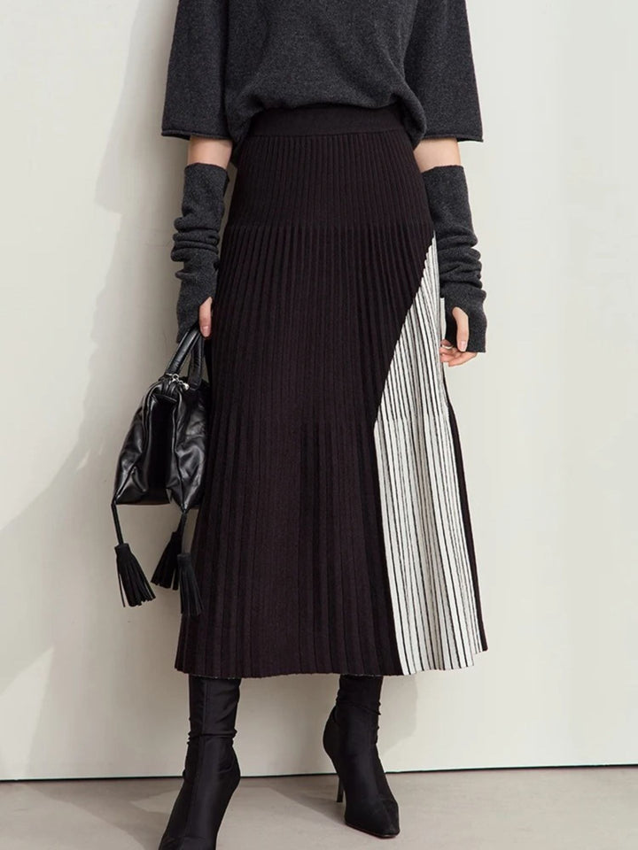 Knitted patchwork A-line skirt 7