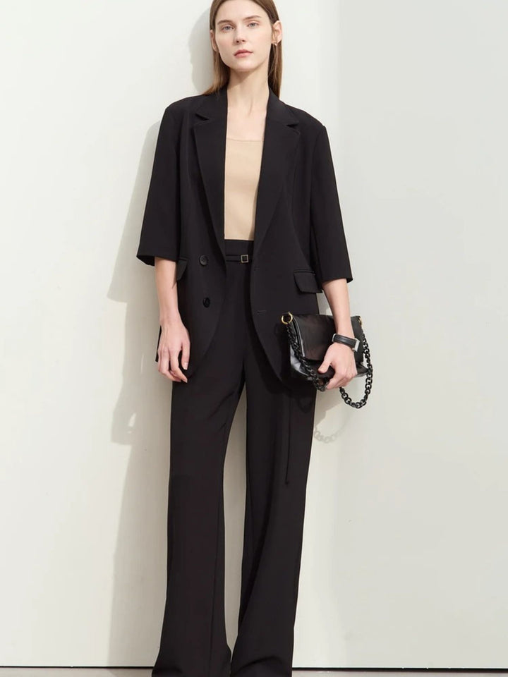 Loose blazer and high-waisted wide-legged trousers set 2