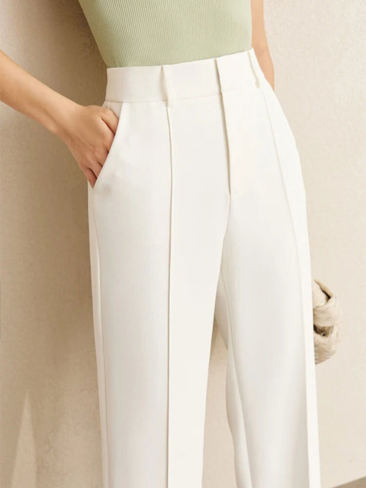 Minimalist blazer and high-waisted, tapered trousers set 8