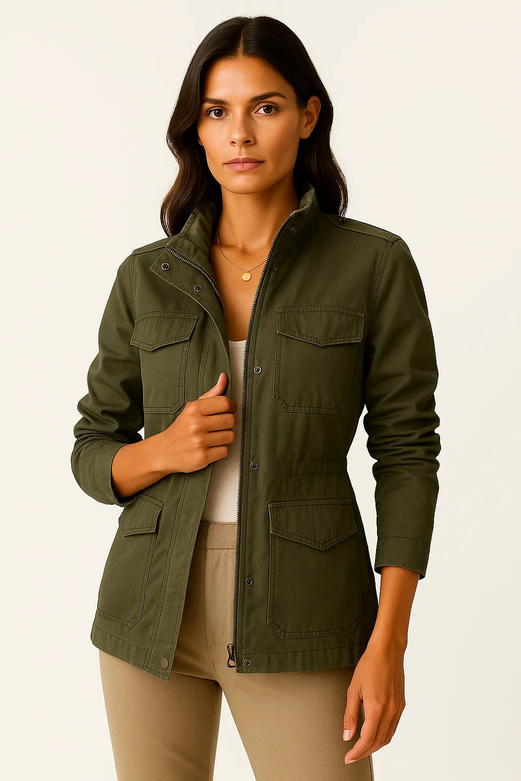Practical pockets mid-length jacket 0