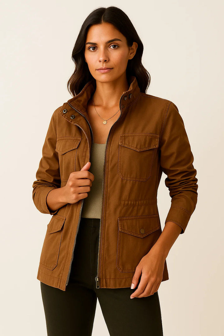 Practical pockets mid-length jacket 4