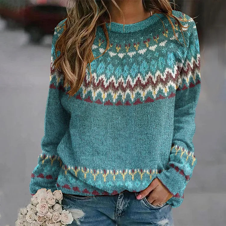 Retro wave pattern – cozy knitted sweater 0
