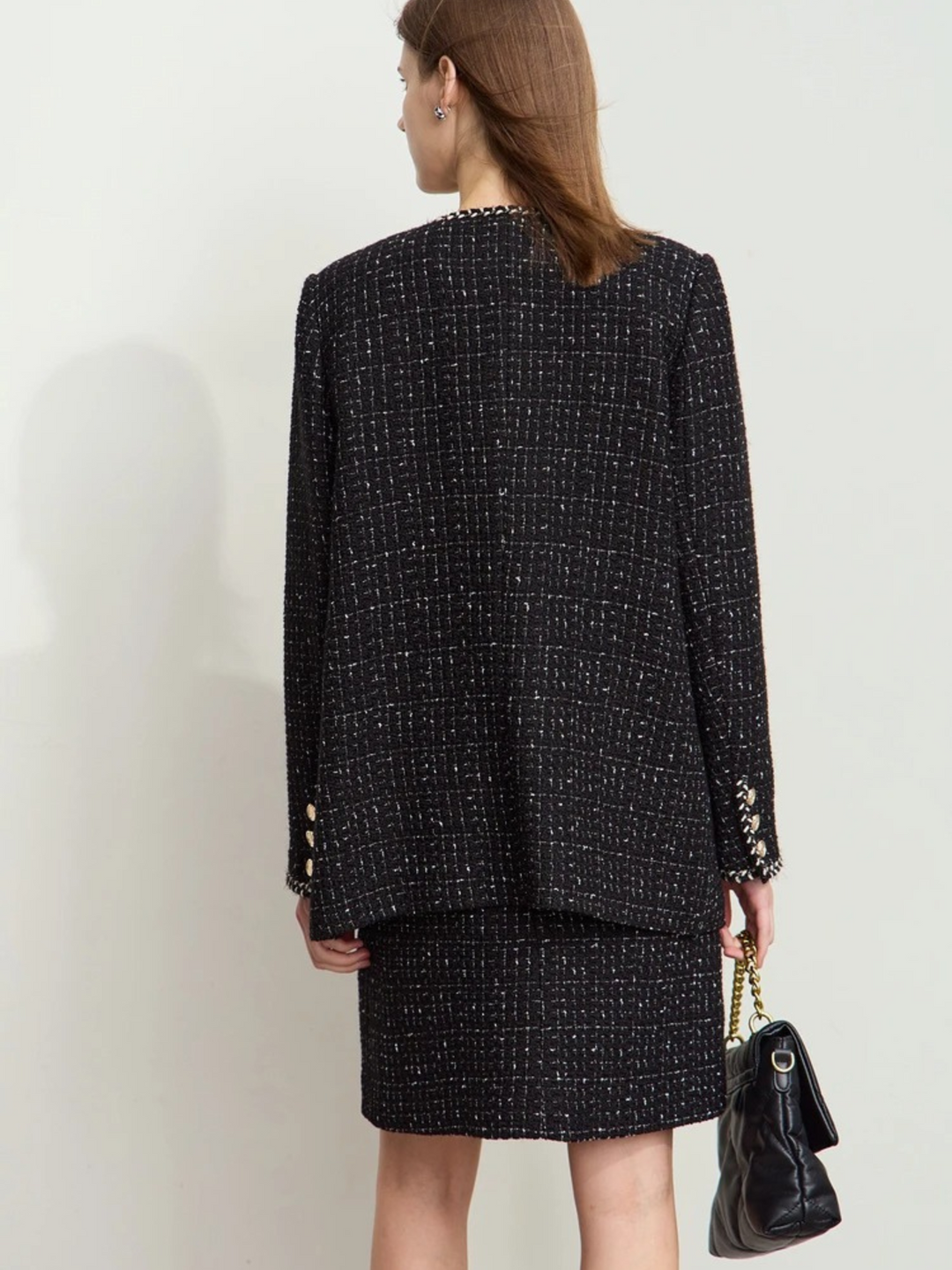 Tweed wool jacket with strap details 3