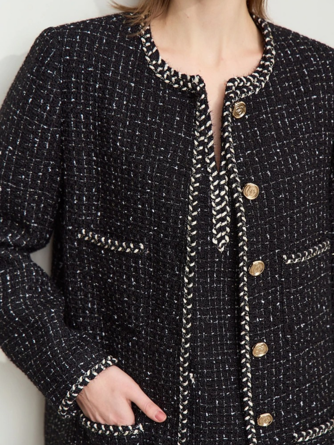 Tweed wool jacket with strap details 4