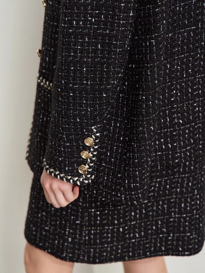 Tweed wool jacket with strap details 5