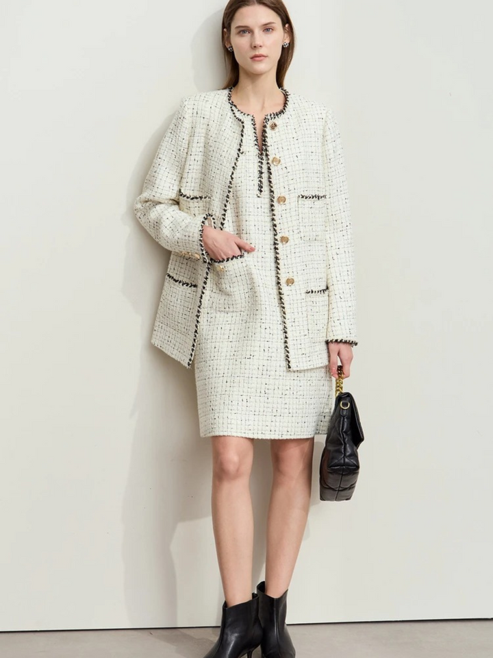 Tweed wool jacket with strap details 6