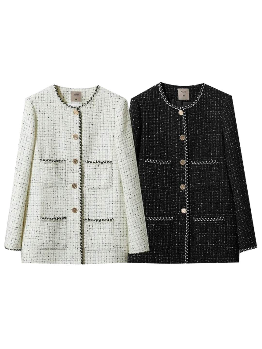Tweed wool jacket with strap details 8