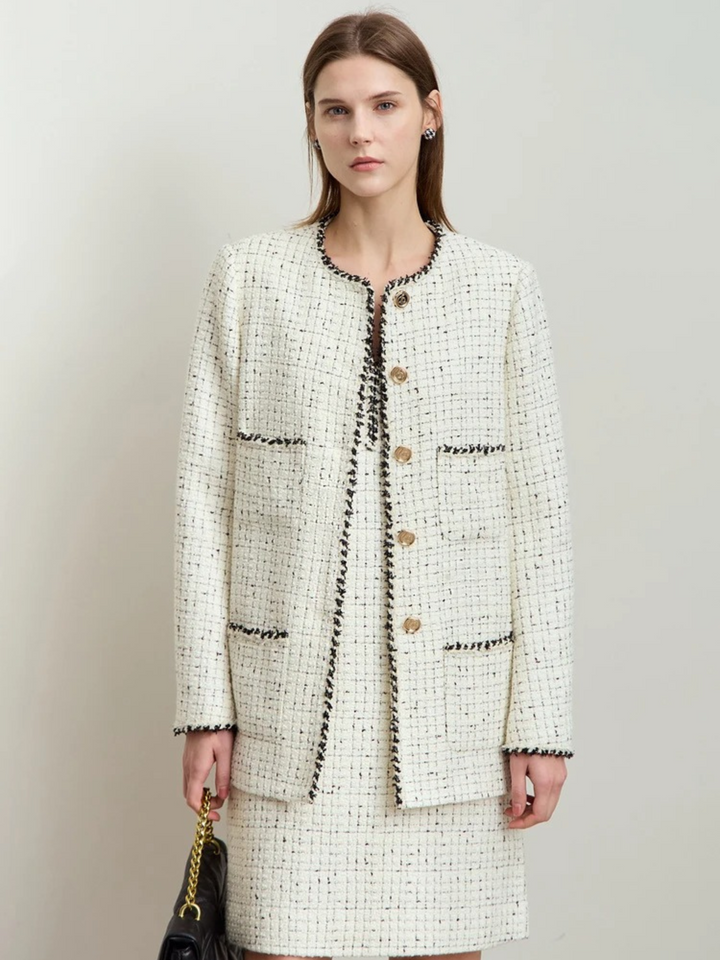 Tweed wool jacket with strap details 9
