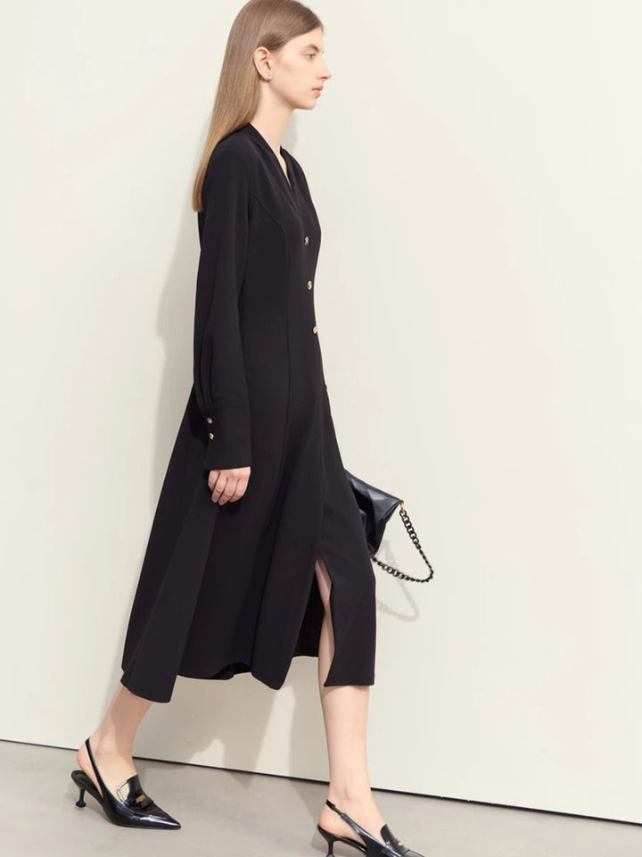 V-neck mid-calf dress with wrap sleeves 1