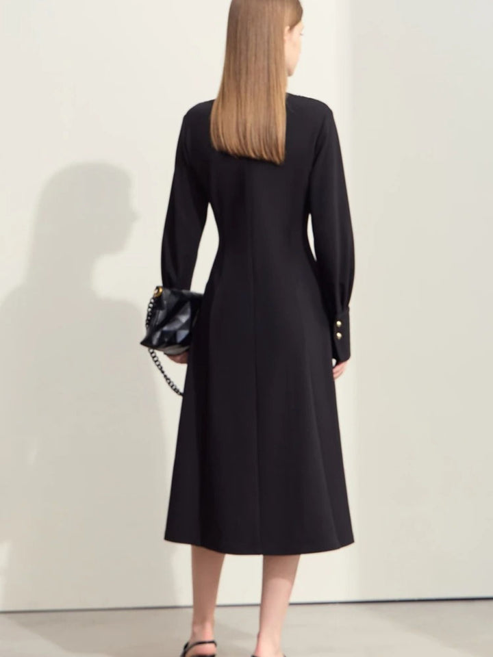 V-neck mid-calf dress with wrap sleeves 2