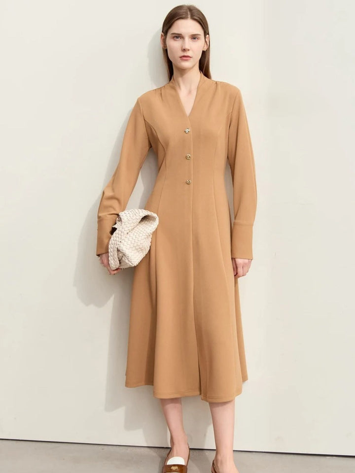 V-neck mid-calf dress with wrap sleeves 4