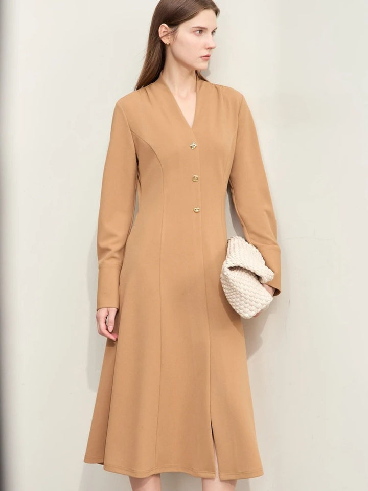 V-neck mid-calf dress with wrap sleeves 5