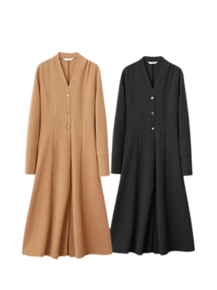 V-neck mid-calf dress with wrap sleeves 8