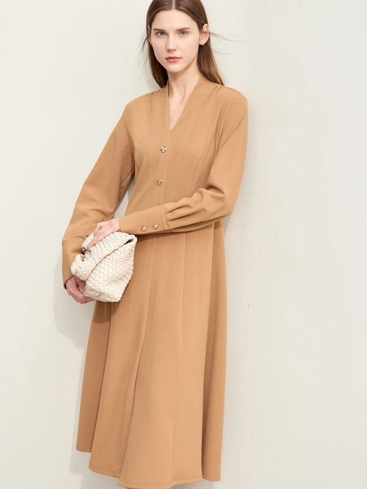 V-neck mid-calf dress with wrap sleeves 9